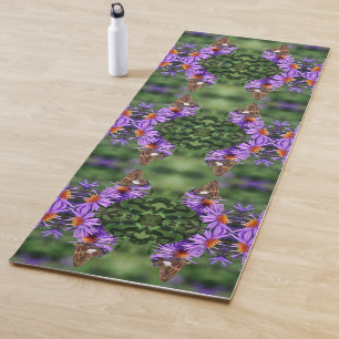 Tapete De Yoga Borboleta-Dama Pintada na Abstrato da Flor Aster