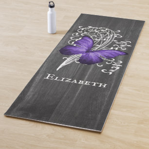 Tapete De Yoga Borboleta Rústica Roxa Personalizada Yoga Mat