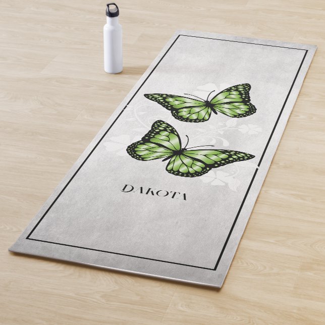 Tapete De Yoga Borboleta Verde Yoga Floral Mat (In Situ)