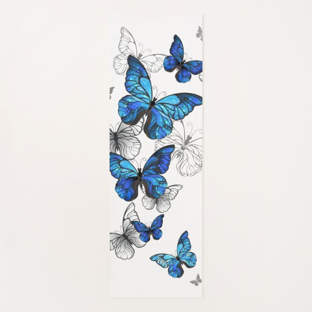 Tapete De Yoga Borboletas Azuis Morpho (Frente)