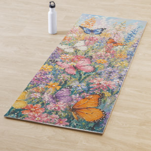 Tapete De Yoga Borboletas do Paraíso – Uma Flor Silvestre Colorid