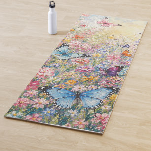 Tapete De Yoga Borboletas do Paraíso – Uma Flor Silvestre Colorid