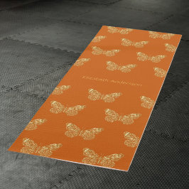 Tapete De Yoga Borboletas douradas laranja queimada nome