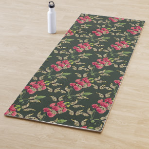 Tapete De Yoga Borboletas E Flores De Ervilha Doce Verde