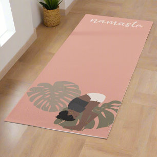 Tapete De Yoga Botânica Rosa Possui Namaste Yogi Natureza