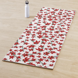 Tapete De Yoga Botânico floral vermelho de Natal
