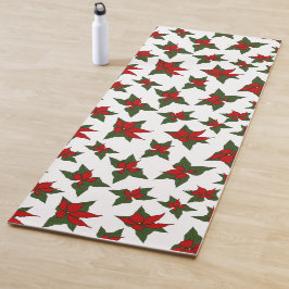 Tapete De Yoga Botânico floral vermelho de Natal