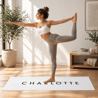 Tapete de Yoga Branco Personalizado Moderno