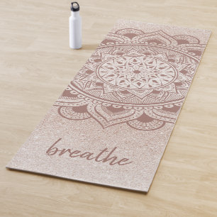 Tapete De Yoga Breathe Chic Rosa Dourado Prática Mandala
