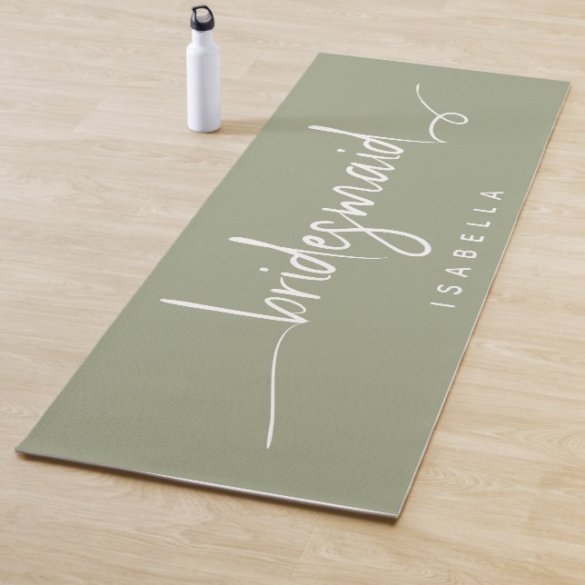 Tapete De Yoga Bridesmaid Script Moderno Minimalista Verde (In Situ)