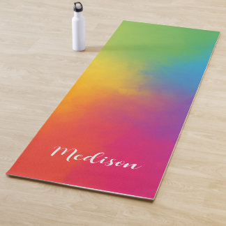 Tapete De Yoga Bright Colorful Watercolor Rainbow