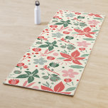Tapete De Yoga Bright Floral Design with Green Leaves and Dot<br><div class="desc">Floral pattern with red and pink flowers,  green leaves,  and dots on a white background. The design feels vibrant and whimsical.</div>