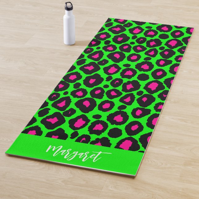 Tapete De Yoga Bright leopard skin monogram name Yoga Mat (In Situ)