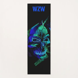 Tapete De Yoga Brincadeira Néon Azul Névoa Monograma