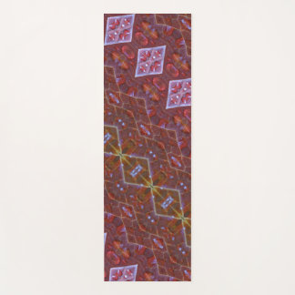 Tapete De Yoga Bronze e Folha Verde Ikat 12