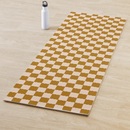 Tapete De Yoga Brown and beige checkerboard pattern