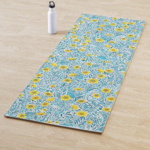 Tapete De Yoga Buttercups, amarelo, azul e branco
