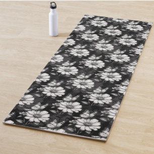 Tapete De Yoga Butterfly On Flower Patterne Design - Preto