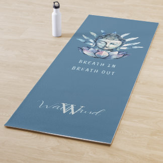 Tapete De Yoga Cabeça de Buda Azul com Lotus Personalizada