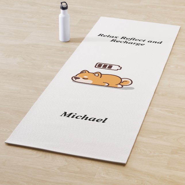 Tapete De Yoga Cachorro dormindo bateria carregando energia diver (In Situ)