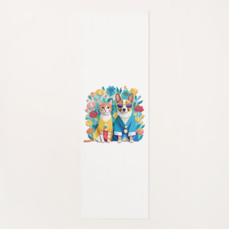 Tapete De Yoga Cachorro e gato recém-casados vestindo hanbok core