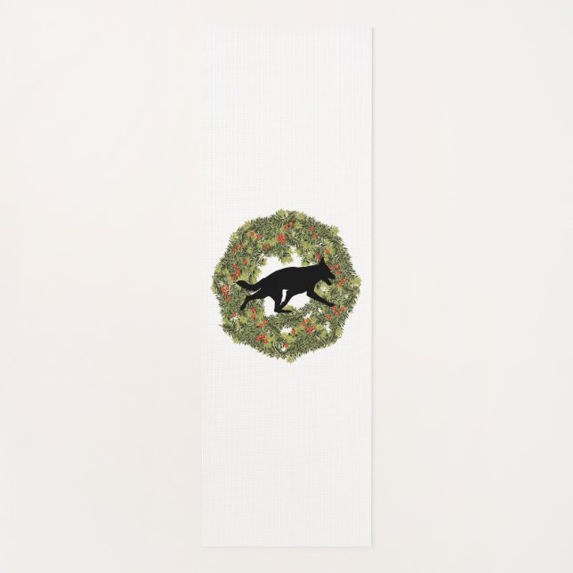 Tapete De Yoga Cachorro German shepherd de Silhout Sombra em uma  (Frente)