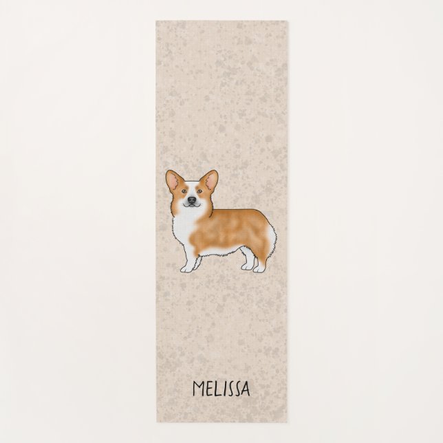 Tapete De Yoga Cachorro Vermelho Pembroke Welsh Corgi Cugado Com  (Frente)