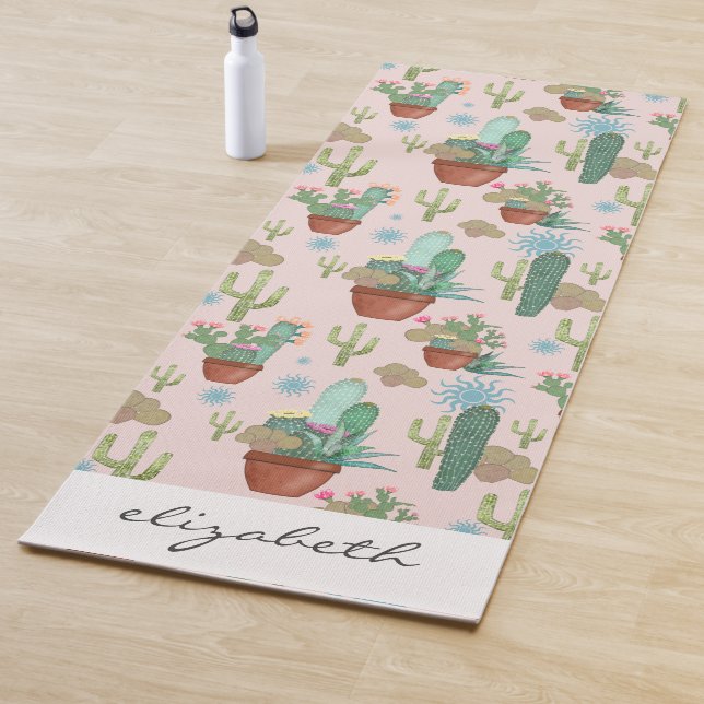 Tapete De Yoga Cactos e Suculentas em Vasos Personalizados sobre  (In Situ)
