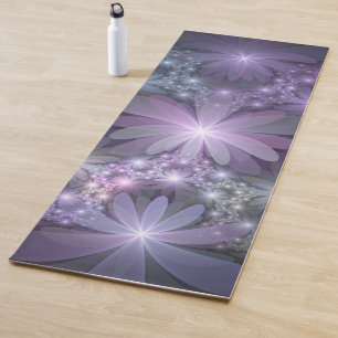 Tapete De Yoga Cama de Flores Arte Fractal Abstrato Moderno e Bri