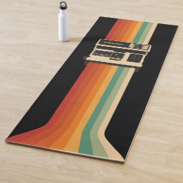 Tapete De Yoga Câmera Retro com Impressão de Arco-íris