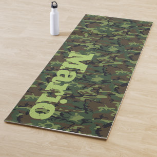 Tapete de Yoga Camuflado com Nome Monograma para V
