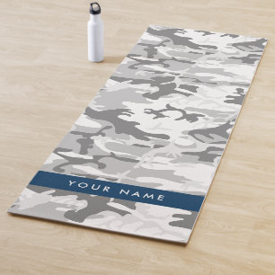 Tapete De Yoga Camuflagem Cinza Neve de Inverno Personalize seu n