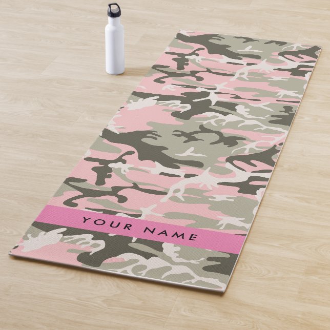 Tapete De Yoga Camuflagem rosa e verde Seu nome personaliza (In Situ)