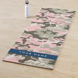 Tapete De Yoga Camuflagem rosa e verde Seu nome personaliza