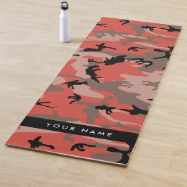 Tapete De Yoga Camuflagem Vermelha e Castanha Seu nome Personaliz