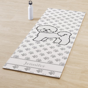 Tapete De Yoga Cão De Cartoon Bichon Frise Cute Com Nome Persona