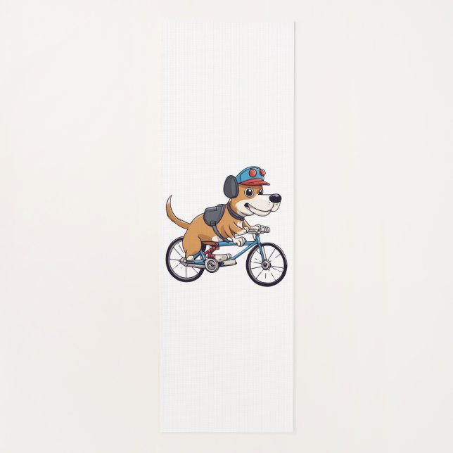 Tapete De Yoga cão dirigindo uma bicicleta (Frente)