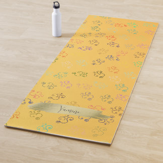 Tapete De Yoga Caos OMs | Amarelo, Bonito Brim