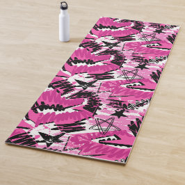 Tapete De Yoga Caos Rosa Quente - Tropical Rosa Brilhante