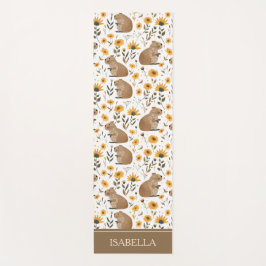 Tapete De Yoga Capivara Floral Personalizada