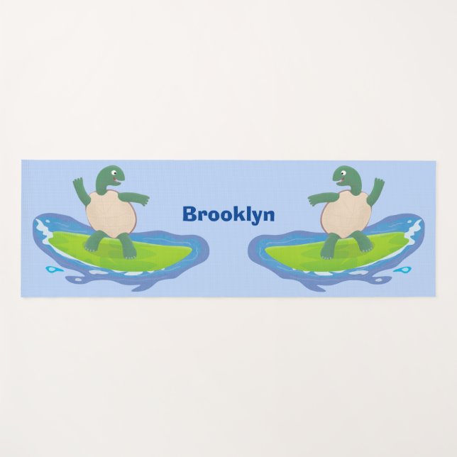 Tapete De Yoga Cartografia de surf de tartaruga engraçada (Frente (Horizontal))