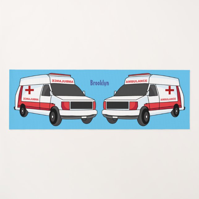 Tapete De Yoga Cartoon de ambulância vermelha (Frente (Horizontal))