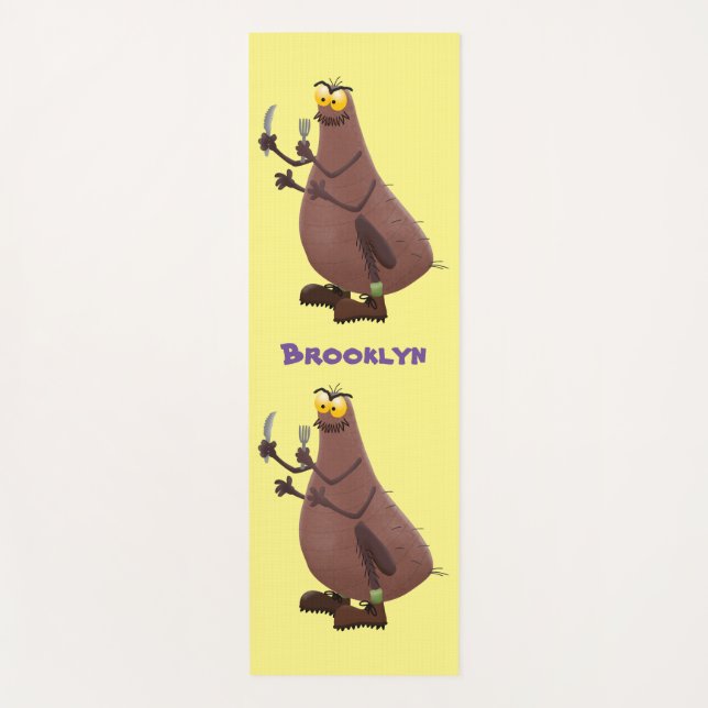 Tapete De Yoga Cartoon feio e faminto (Frente)