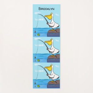 Tapete De Yoga Cartoon pelicano de pesca engraçado