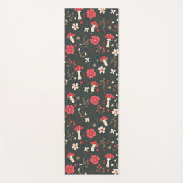 Tapete De Yoga Casca botânica escura floral de cogumelo