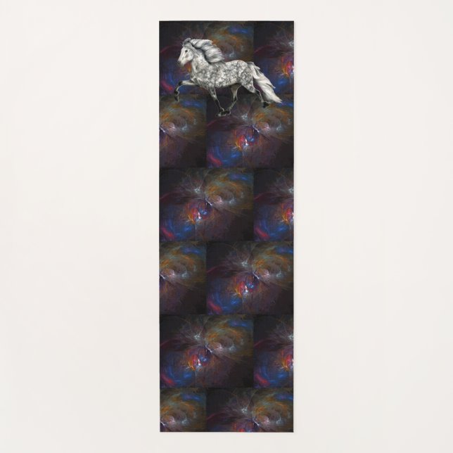 Tapete De Yoga Cavalo Islandês chamado Nebulosa Carismática Grá (Frente)