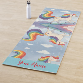 Tapete De Yoga Cavalo Mágico Arco-íris nome Personalizado