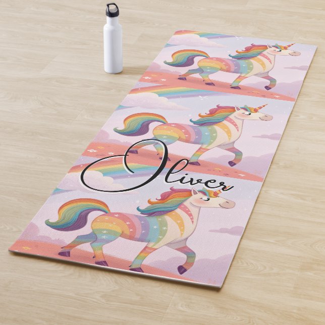 Tapete De Yoga Cavalo Unicórnio Arco-íris Mágico nome Personaliza (In Situ)