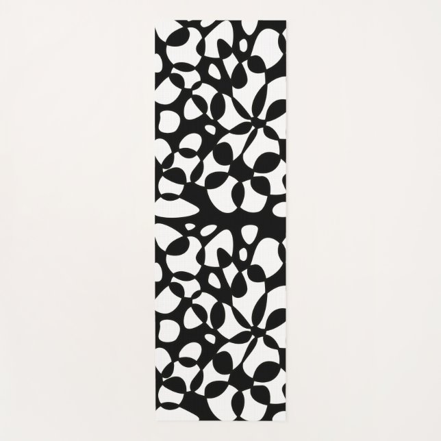 Tapete De Yoga Células Abstração Preto Branco (Frente)