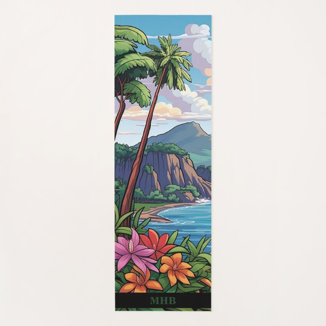 Tapete De Yoga Cena de praia tropical havaiana Yoga Mat (Frente)